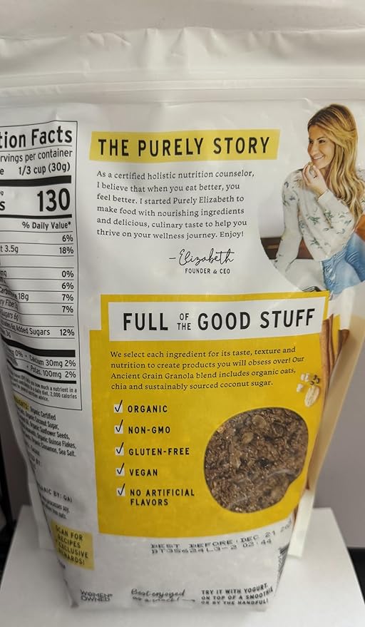 HGU Purely Elizabeth Organic Original Salty-Sweet Ancient Grain Granola Gluten-Free Non-GMO 34oz Bag