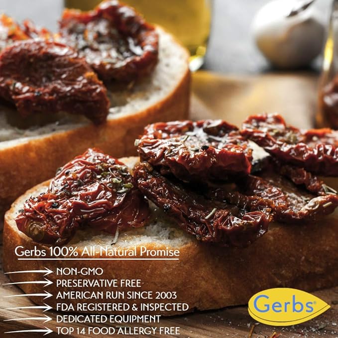 Gerbs Sun Dried Tomatoes 4 lbs. | Sea Salted Dehydrated Unsulfured Resealable Bag | Rich Umami Flavor Great for Salads &amp Charcuterie | Top 14 Allergen-Free