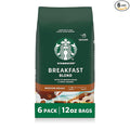 Starbucks Ground Coffee Medium Roast Hot or Iced Coffee Breakfast Blend Six 12 oz Bags