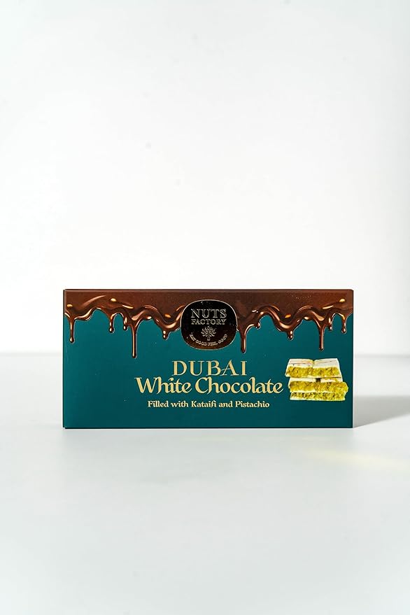 Nuts Factory – Dubai White Chocolate Bars – Pistachio &amp Kataifi – Pack of 2