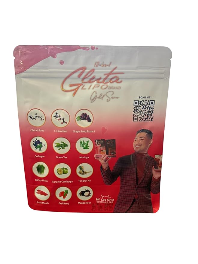 GlutaLipo 12 in 1 Gluta Lipo Gold Series Red Iced Tea - 10 Sachets 10 Count (Pack of 1)