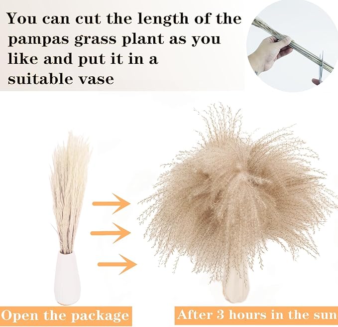 Dried Pampas Grass Decor 128PCS Pampas Grass with Bunny Tails Dried Flowers Reed Grass Bouquet for Wedding Boho Flowers Home Table Decor Rustic Farmhouse Party