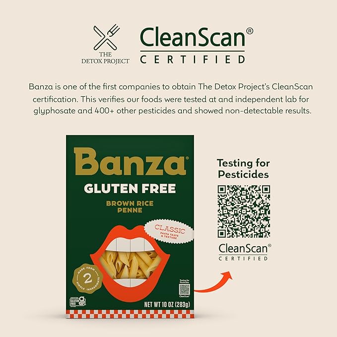 Banza Brown Rice Spaghetti (12-Pack) - Gluten-Free Pasta Made in Italy - Non-GMO Classic Texture Perfect for Leftovers