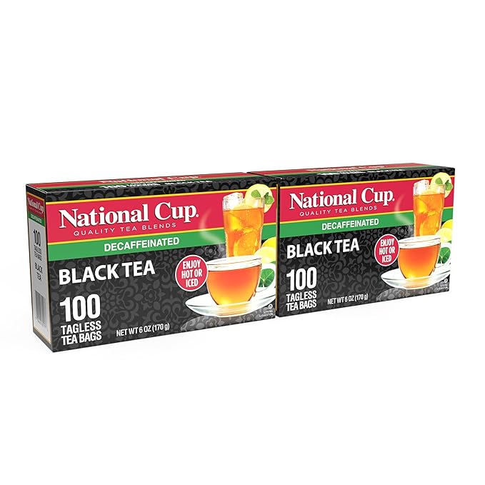National Cup Decaf Tea Tagless Black Tea Blend Tea Bags 100 Ct Pack of 4