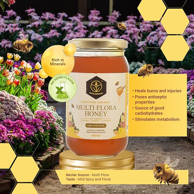 Shiva Organic Honey Combo - Eucalyptus Jamun Multi Flora - 250g Each | Diverse and Pure Honey Collection