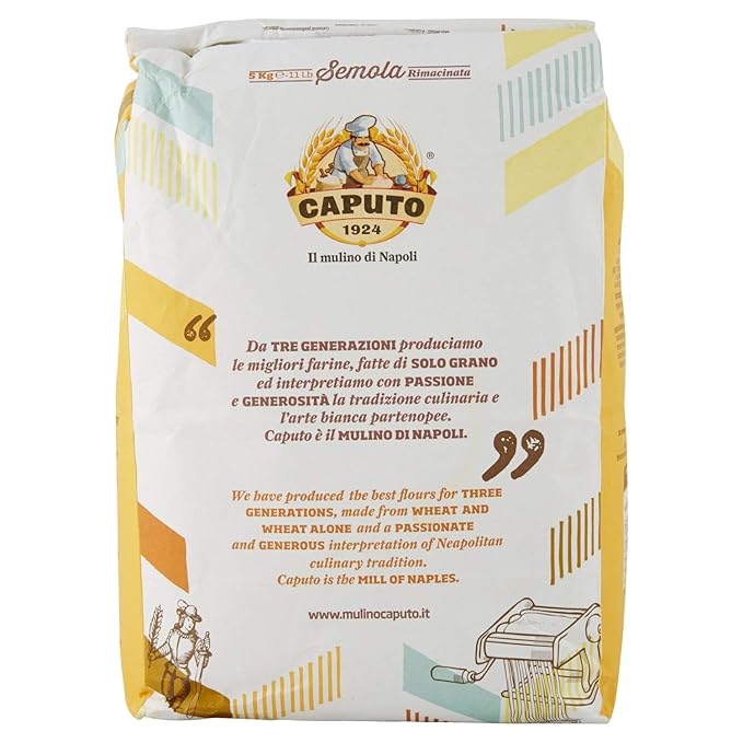 Antimo Caputo Semolina Wheat Flour 11 LB Bag Bulk (5 Kg) - Italian Durum Semola Di Grano - All Natural Dough for Fresh Pasta