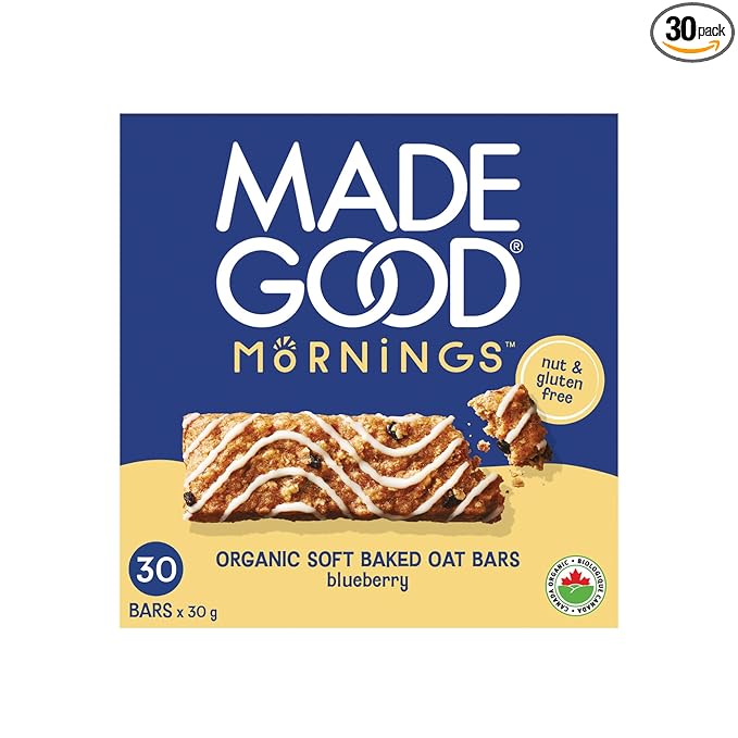 MadeGood Mornings Soft Baked Breakfast Bars Blueberry 1.06 Oz (30 Count) Gluten Free Snacks