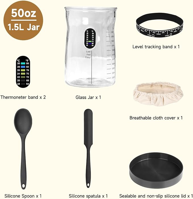 Sourdough Starter Kit -50 Oz Wide Bore and Large Capacity Sourdough Starter Jar- Perfect Sourdough Bread Baking Supplies Baking Gifts(1 Jar)