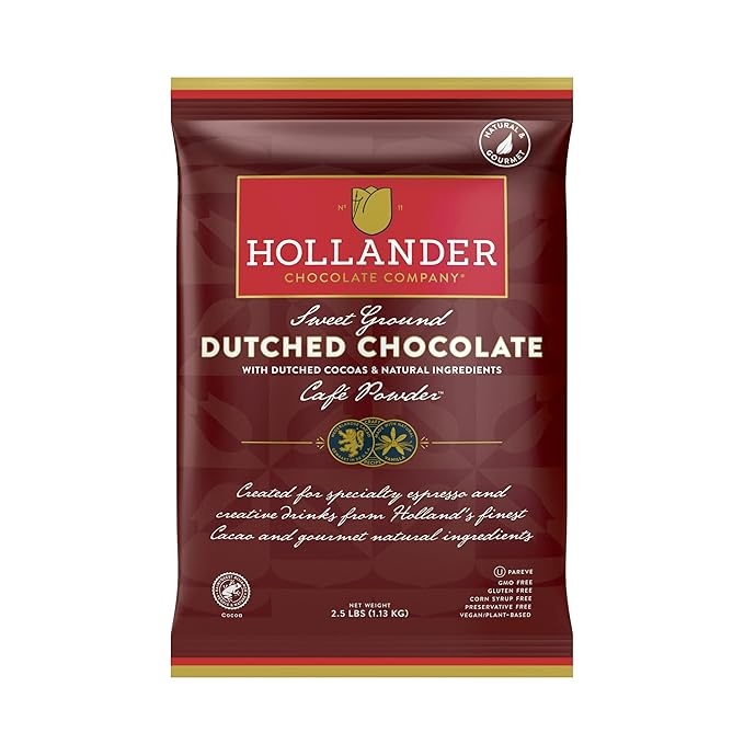 Hollander Sweet Ground Dutched Chocolate Powder | 2.5lb Bag | Beverage Specialty Coffee Drinks Baking &amp Desserts | Clean Label &amp Gourmet Ingredients | GMO Free Rainforest Alliance Certified