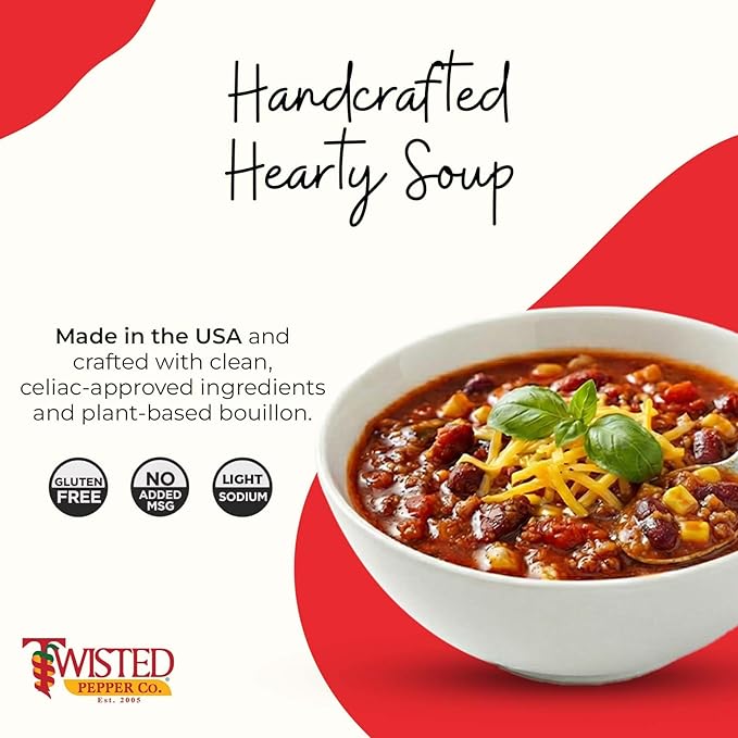 Twisted Pepper Co. Twisted Chili Soup Mix: Gluten-Free – Handcrafted Soup – Thick Creamy &amp Zesty Flavor with a Kick of Green Chiles Quick &amp Easy Meal Ready in 30 Minutes Serves 8 Add Chee