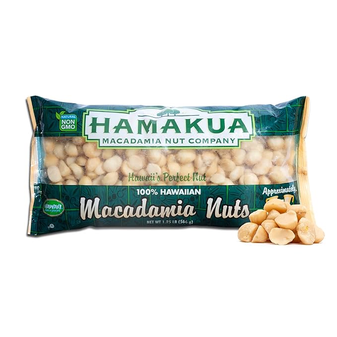 Hamakua Macadamia Nuts - No Salt Baking Macadamias 20 Ounces - Natural Eco-Friendly Large Hawaiian Grown Dry Roasted Half and Whole Macadamias