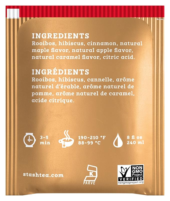 Stash Tea Maple Apple Cider Herbal Tea - Caffeine Free Non-GMO Project Verified Premium Tea with No Artificial Ingredients 100 Count (BULK PACKAGING)