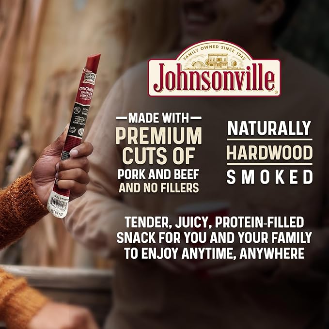 Johnsonville Summer Sausage Snack Sticks - Gluten Free Protein Snacks Jerky Snack Packs - Cheddar 1 oz. 24-Pack