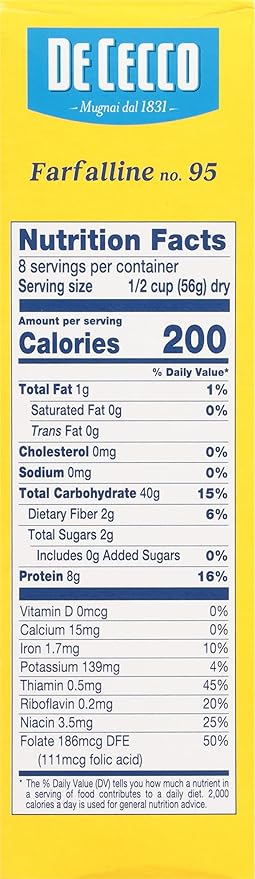 De Cecco Pasta No.95 Made in Italy High in Proteing &amp Iron Bronze die Farfalline 80 Oz Pack of 5