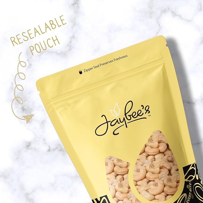 Jaybee’s Raw Whole Cashew Nuts 3 LB Bulk Resealable Bag – Natural Unsalted Cashews – Vegan Keto &amp Gluten-Free Snack for Cooking Baking &amp Snacking