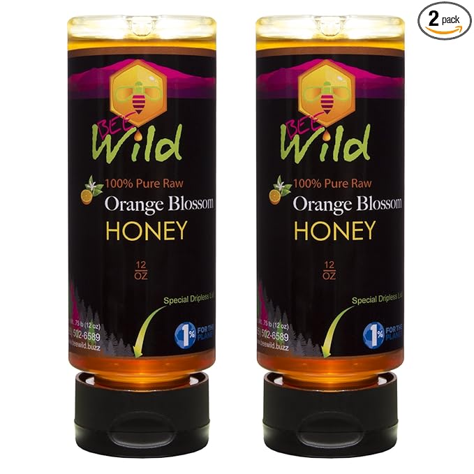 Bee Wild 100% Pure Raw Organic Unfiltered Honey - Orange Blossom 12 ounce Pack of 2