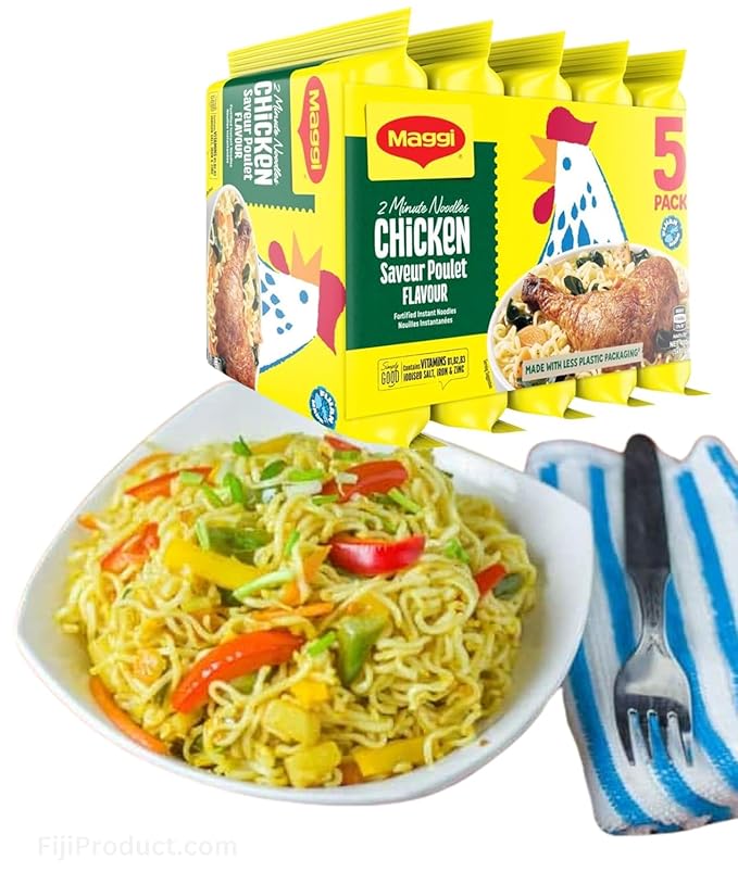 Tasty! Instant 2 Minute Noodles - Chicken Flavor with Seasonings (4 x 5 Packs / 80g Ea) To boost the goodness in your bowl So Delicious Meal!