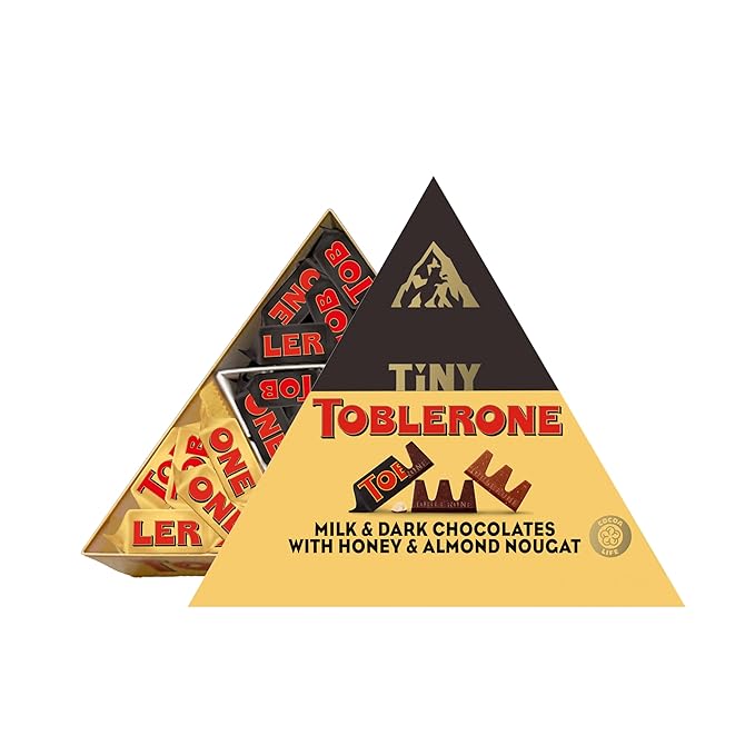 TOBLERONE Tiny Assorted Chocolate Bars Variety Pack (Milk &amp Dark) 1 Gift Box (25 Pieces)