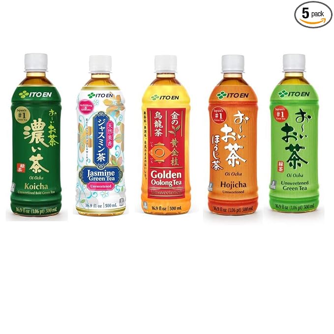 Itoen Unsweetened Tea Samplers Oicha Green Tea Oolong Tea Hojicha Jasmine Green Tea Koicha (Bold Green Tea) Total 5 Pack