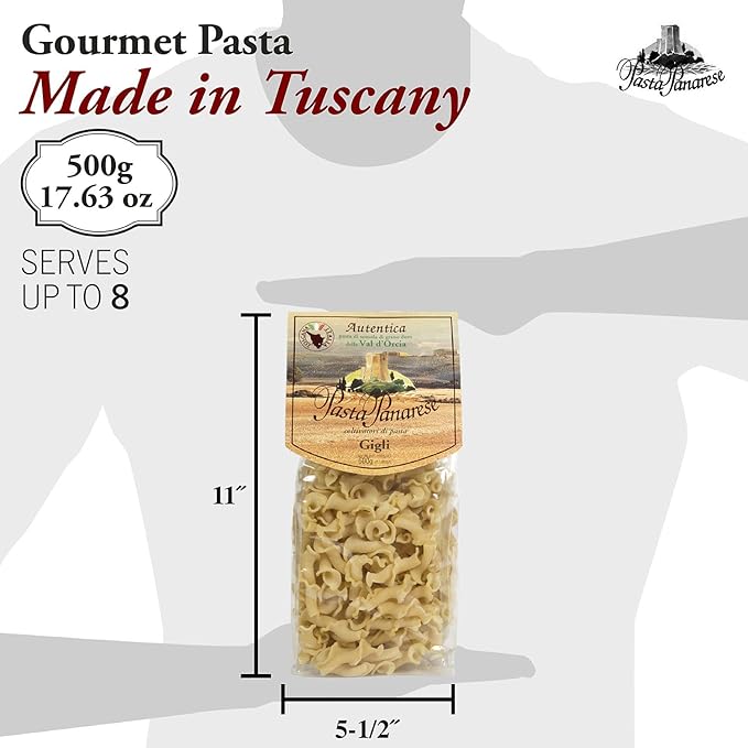Pasta Panarese Gigli Toscani Pasta from Italy - Organic Wheat Pasta Made in Italy 500g / 17.63oz (2 pack)