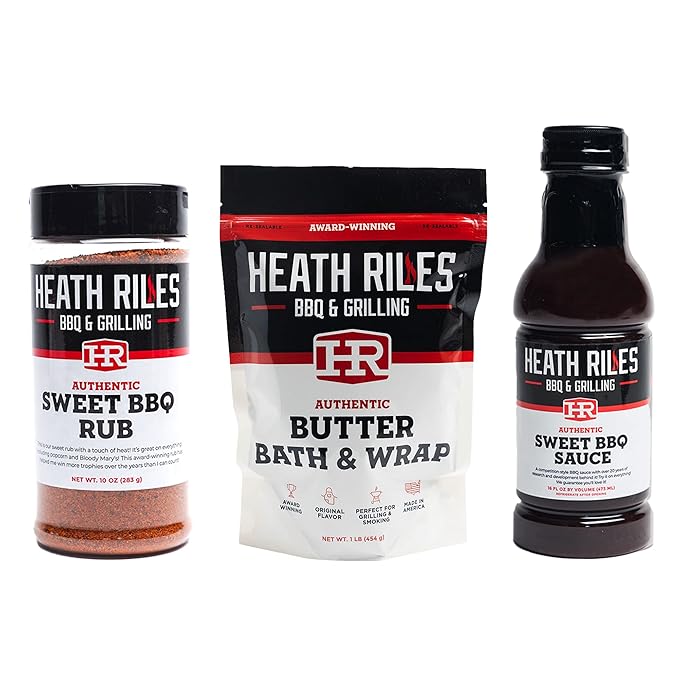 Heath Riles BBQ Backyard Rib Bundle (1 Rub 1 Sauce and 1 Marinade) Competition Winning Products from Pitmaster Heath Riles