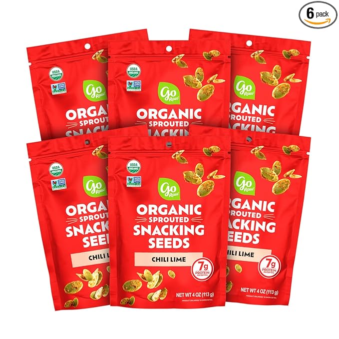 Go Raw Organic Sprouted Chili Lime Sprouted Snacking Seeds 4 oz 6 Pack Pumpkin &amp Sunflower Seeds Keto Kosher