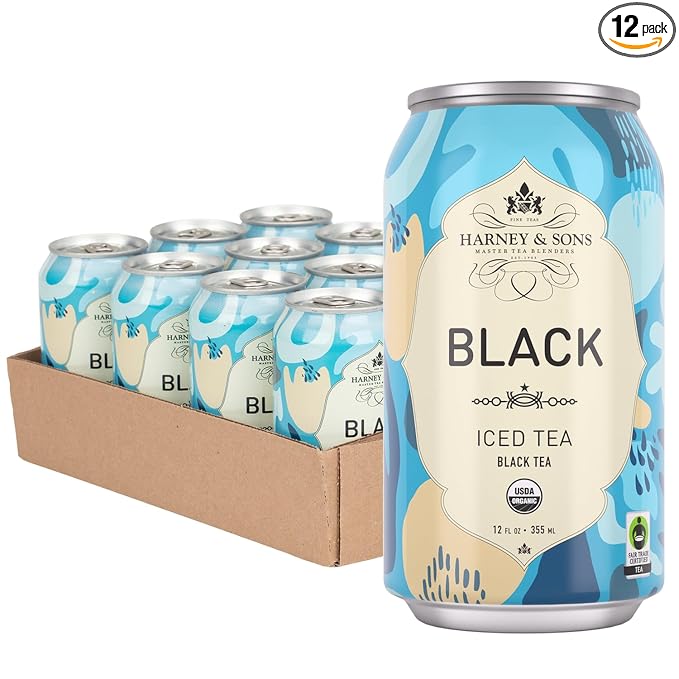 Harney &amp Sons Organic Black Iced Tea 12 oz can (Pack of 12)