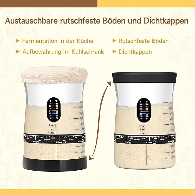 Pro Sourdough Starter Kit- 50oz Large Capacity Sourdough Starter Jar 17 Flavorful Fermentation Recipes Sourdough Bread Baking Supplies for Making Delicious Sourdough Breads(2 Sets)
