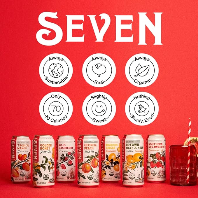 SevenTeas Greatest Hits Variety Pack 16 OZ (Pack of 12 Cans) Lightly Sweetened Organic Iced Tea &amp Lemonade