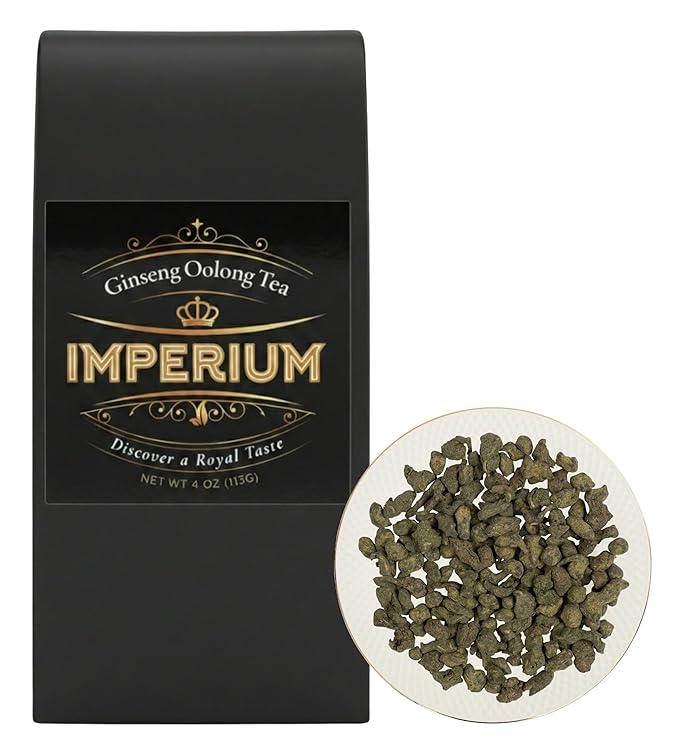 Imperium Ginseng Oolong Loose Leaf Tea (4oz) Hand-Picked Premium Oolong Brews 100 Cups Naturally Energizing Beverage Bold Earthy Flavor Delicate Floral Aroma Refreshing and Focused Experience