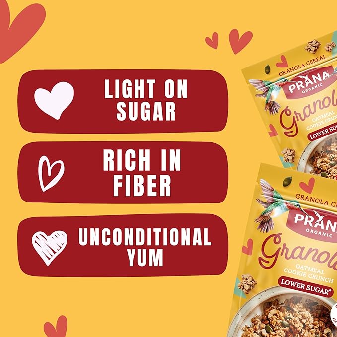 Prana Granolove - Oatmeal Cookie Crunch Organic Granola Cereal | Rich in Fiber &amp Protein Vegan Non-GMO Kosher and Low-Sugar - 12 oz Bags - 4 Pack
