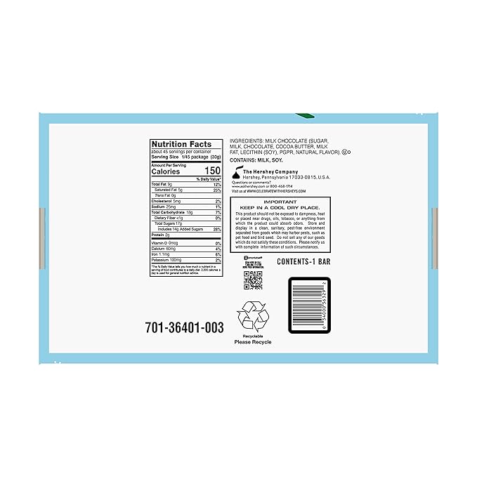 HERSHEY'S Milk Chocolate Candy Holiday 3 lb Bulk Bar