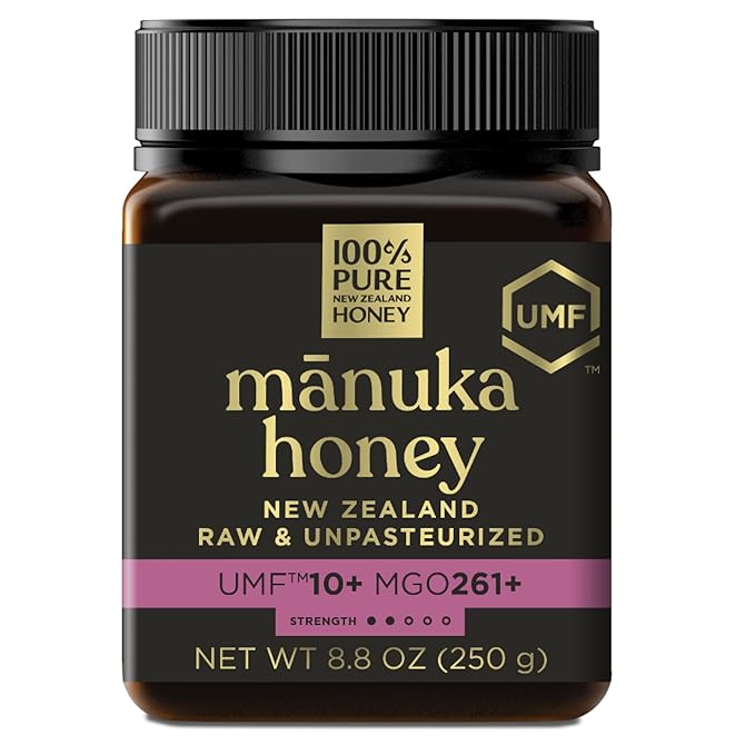 Manuka Honey UMF 10+ (MGO 261+) 100% Pure New Zealand Honey - Certified. Raw 8.8 Oz (250g)