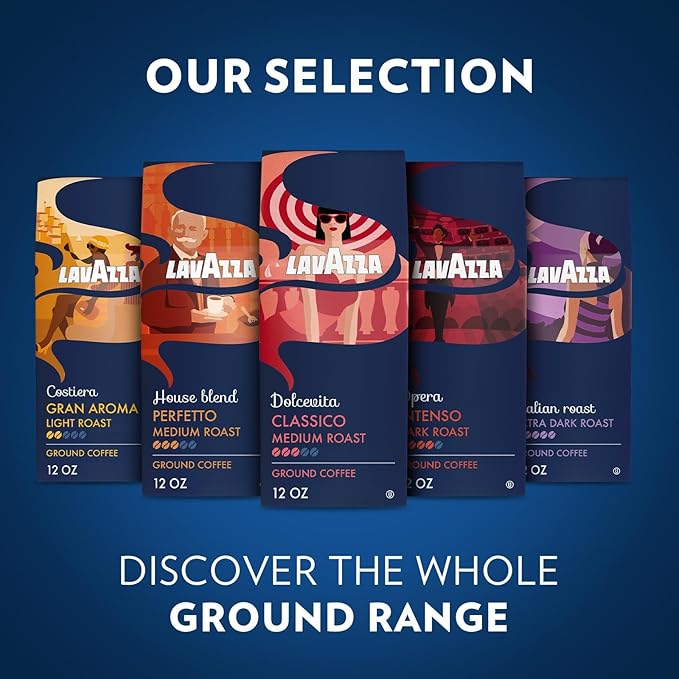 Lavazza House Blend Perfetto Ground Coffee 6 Bags of 12oz Medium Roast Full-bodied Intensity 3/5 100% Arabica Ideal for Drip Brewers (Pack of 6) - Package May Vary
