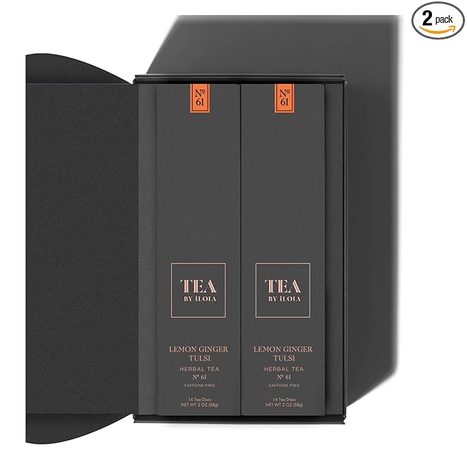 iLOLA 2-pack Loose Leaf Tea Discs Lemon Ginger Tulsi No. 61 | Oprah’s Favorite Things 2022 | Herbal Tea w/Holy Basil Lemongrass Ginger Lemon | Caffeine Free| No Tea Bag Needed | 14 Individual Discs