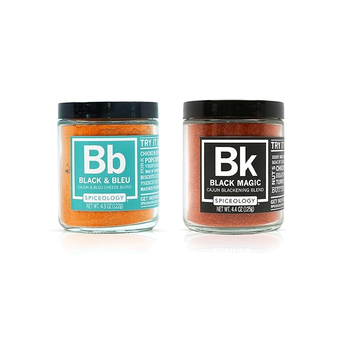 Spiceology - Cajun Seasoning Bundle – Black Magic &amp Black &amp Bleu Rubs – Premium Blackening Seasonings for Chicken Fish Steak and More – Gourmet Spice Set for Bold Flavorful Cooking