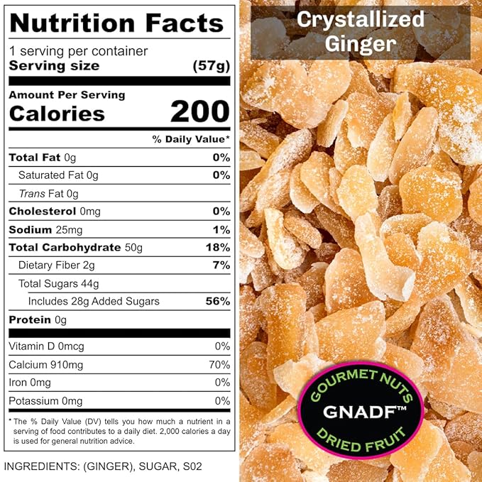 GNADF | Crystallized Ginger Slices | Available in 5 10 25 Lb. Sizes | Gourmet Nuts And Dried Fruit | (5 lbs)