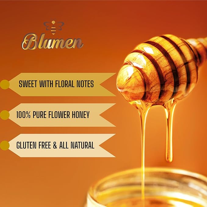 Blumen Natural Flower Honey 17.6 oz – 100% Pure &amp Natural Gluten Free Product of Germany (Pack of 2)