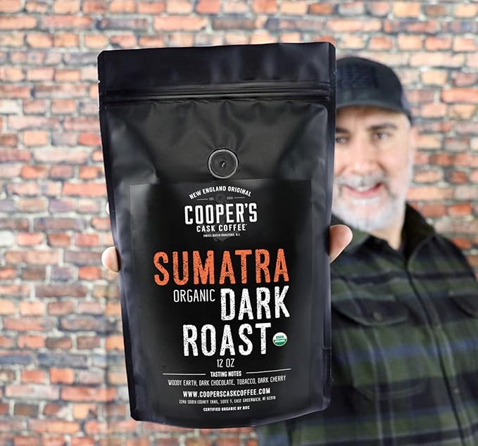 Organic Dark Roast Sumatra Ground Coffee Single Origin Grade 1 Premium Coffee - 2lb Bag