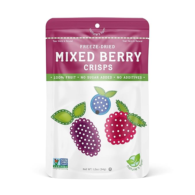 Nature's Turn Freeze-Dried Fruit Snacks Mixed Berry and Tropical Crisps Pack of 12 (1.2 oz Each)