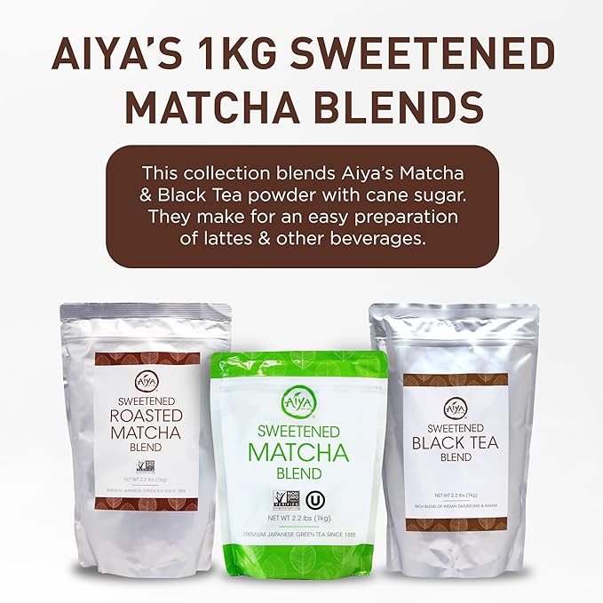 Aiya Sweetened Black Tea Blend | Indian Black Tea with Cane Sugar | Quick &amp Easy Mix for Lattes Smoothies | 1kg Bag (2.2 lbs)
