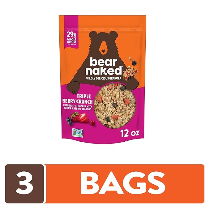 Bear Naked Granola Cereal Whole Grain Granola Breakfast Snacks Mega Pack Triple Berry Crunch (3 Bags)