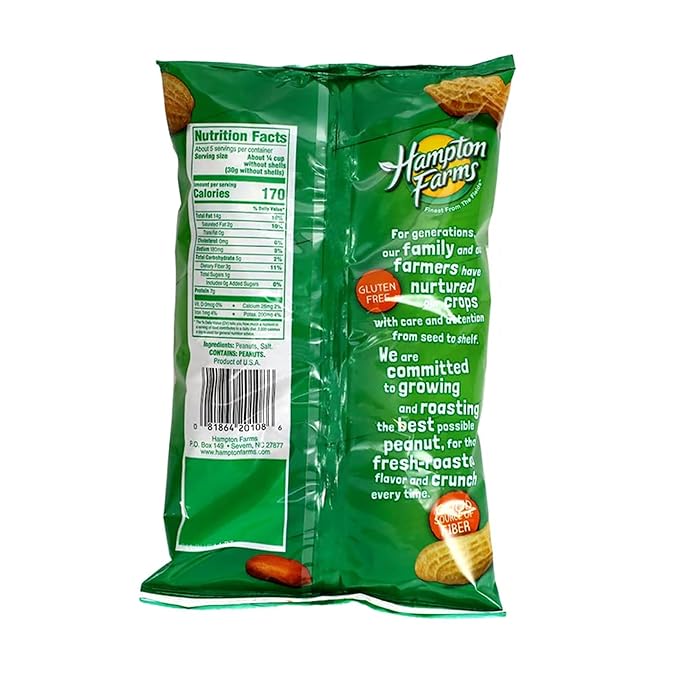 Hampton's Roasted Salted In Shell Peanuts 8 Ounce Bag (12-Pack)
