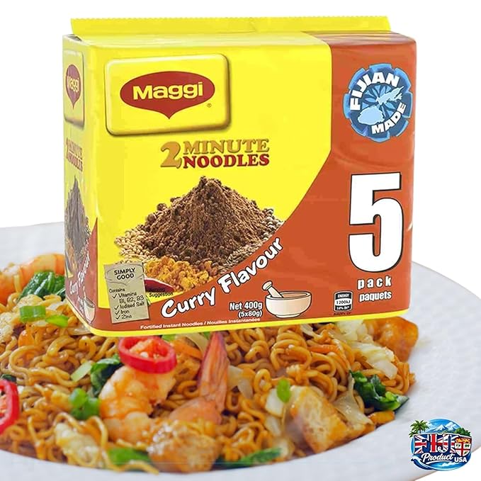 2 Minute Instant Curry Noodles - Mild Spicy CURRY Flavor with Seasonings (Case 12 x 5 Packs) To boost the goodness in your bowl So Delicious Meal in 2 Minutes