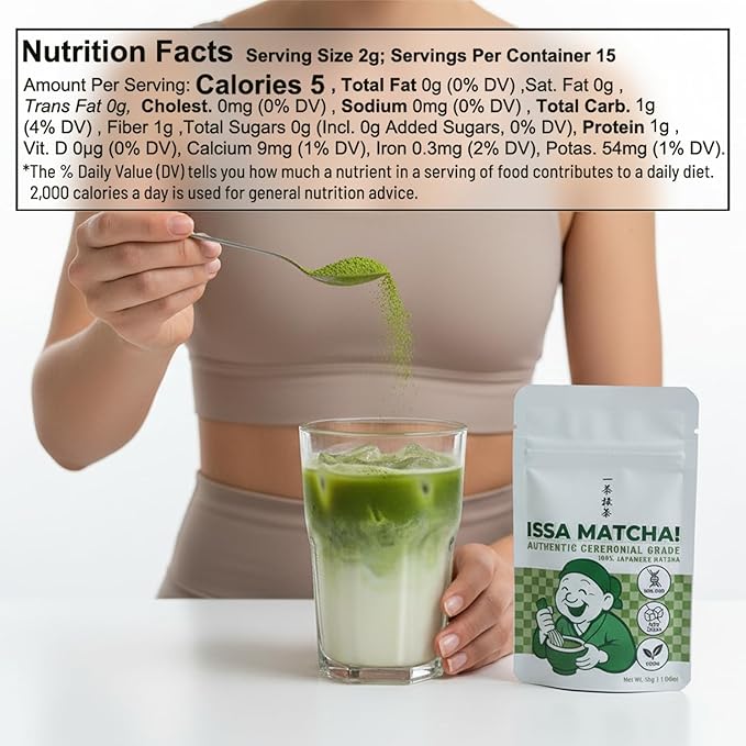 ISSA MATCHA! Ceremonial Grade Matcha Powder 30g - First Harvest Shizuoka Japan Unsweetened No Fillers for Lattes &amp Iced Matcha.