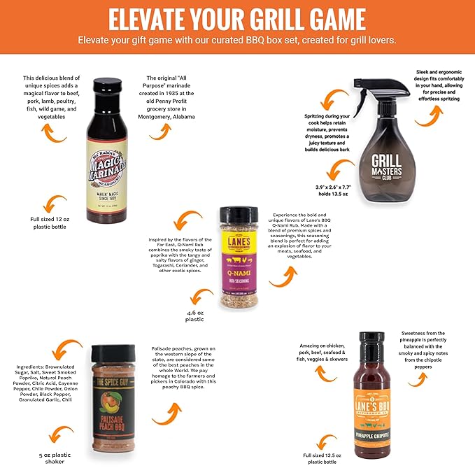 Grill Masters Club Chillin &amp Grillin BBQ Box | Premium BBQ Spices Sauces and Seasoning for the Ultimate Grill Master | Essential for Cooking Grilling and Smoking | Perfect Grill Gift for Men &a