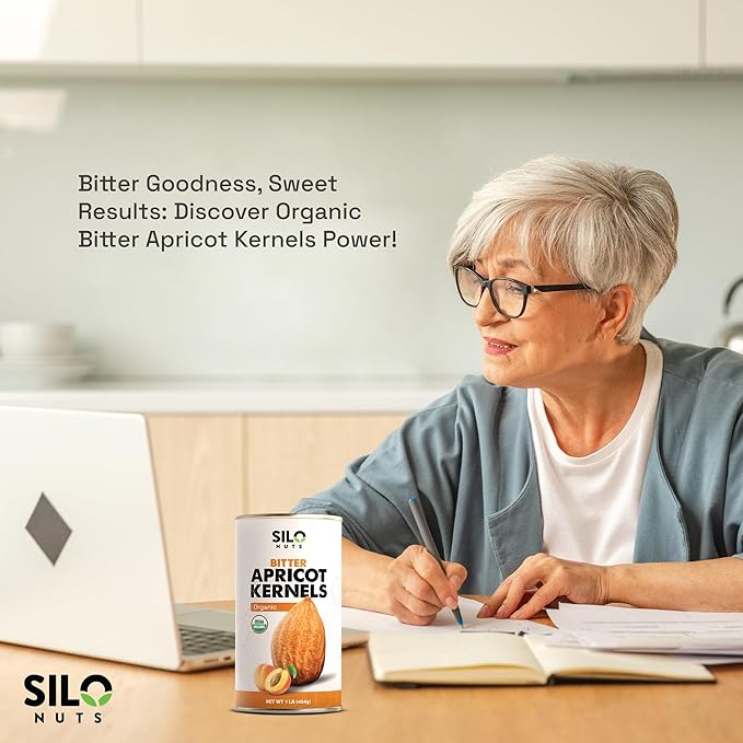 SILO Nuts Organic Bitter Apricot Kernels - 16 oz USDA Certified Organic Bitter Apricot Seeds - Natural &amp Non-GMO Premium Quality Kernals No Sulfur or Additives