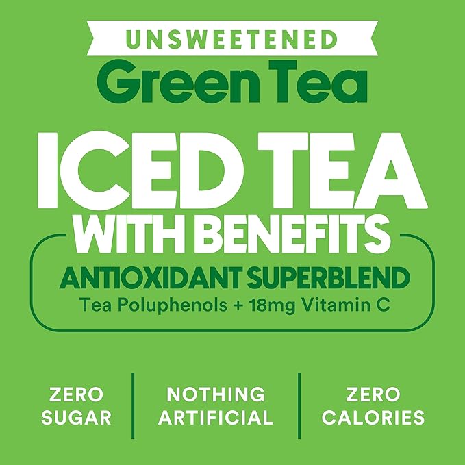 Ryl Iced Tea Unsweetened Green Tea Antioxidant Superblend Zero Sugar Zero Carb Zero Calorie Iced Tea 16.0 Fl Oz (12-Pack)