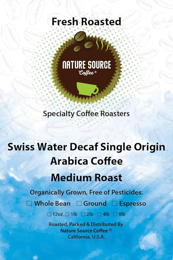 Nature Source Coffee Swiss Water Decaf Single Origin | Organic | Fresh Roasted | Whole Bean Coffee | 1lb 1-Pack