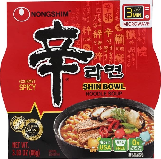 Nongshim Shin Big Bowl Noodle Soup Gourmet Spicy QtfoZO 3.03 Ounce (2 Pack of 12)